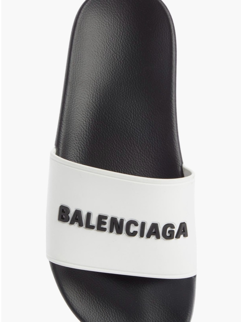 Balenciaga Black and White Logo Rubber Pool Slides (Size 8)